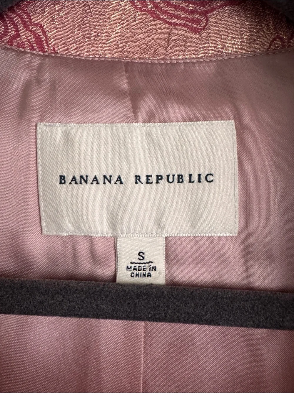 Banana Republic Rose-Patterned Pink Jacquard Blazer Coat Silk Sz S